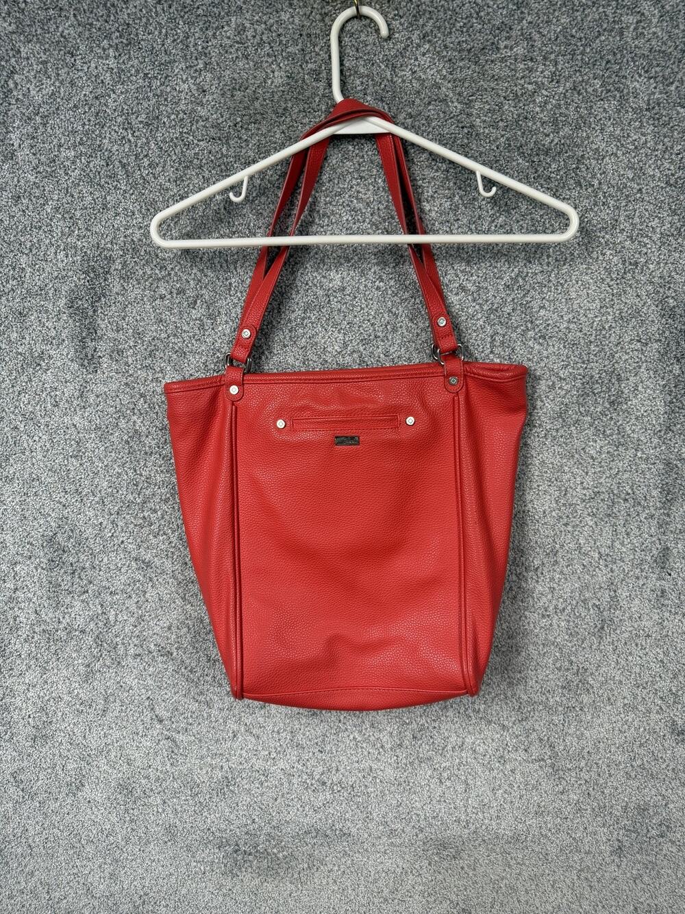 Jewell By Thirty-One Tote Bag Womens Medium Red Faux Leather Pockets Everyday